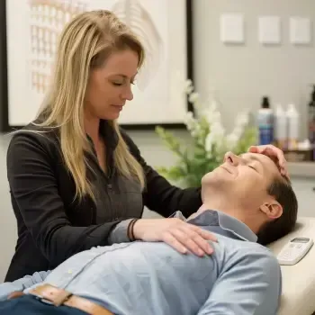 Image representing natural pain management solutions at Back in Action Chiropractic in Las Vegas, NV. The picture shows a chiropractor using holistic techniques to manage pain for a patient, symbolizing natural and effective care. Contact us at (702) 970-HEAL (4325).