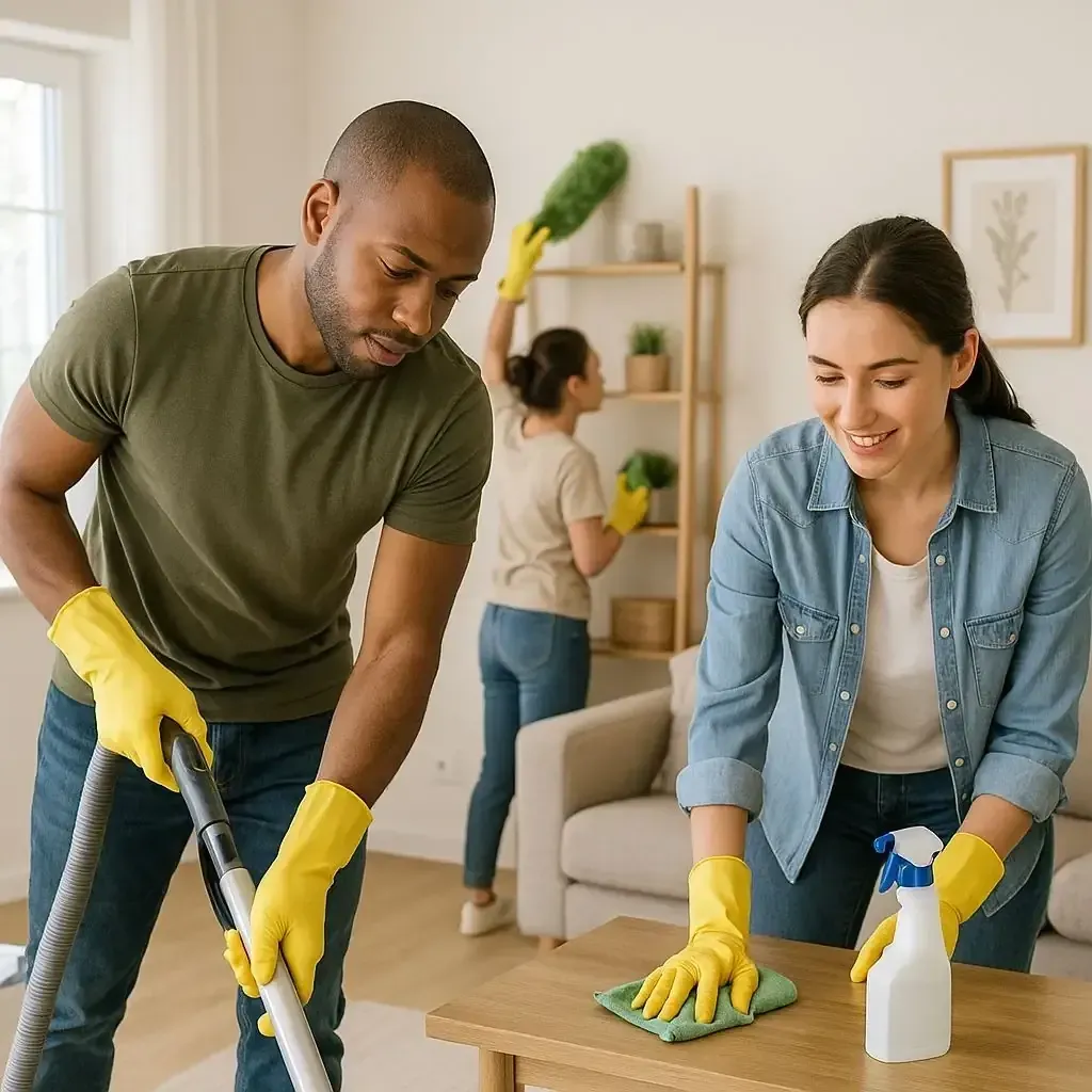 Grace Haven residents maintaining a clean and healthy living space as part of their sober lifestyle.
