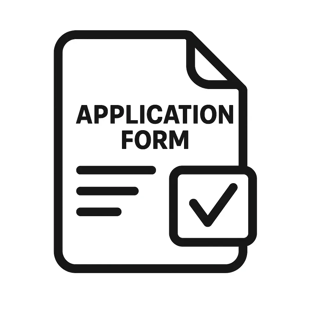 Application form icon with a document and checkmark symbol