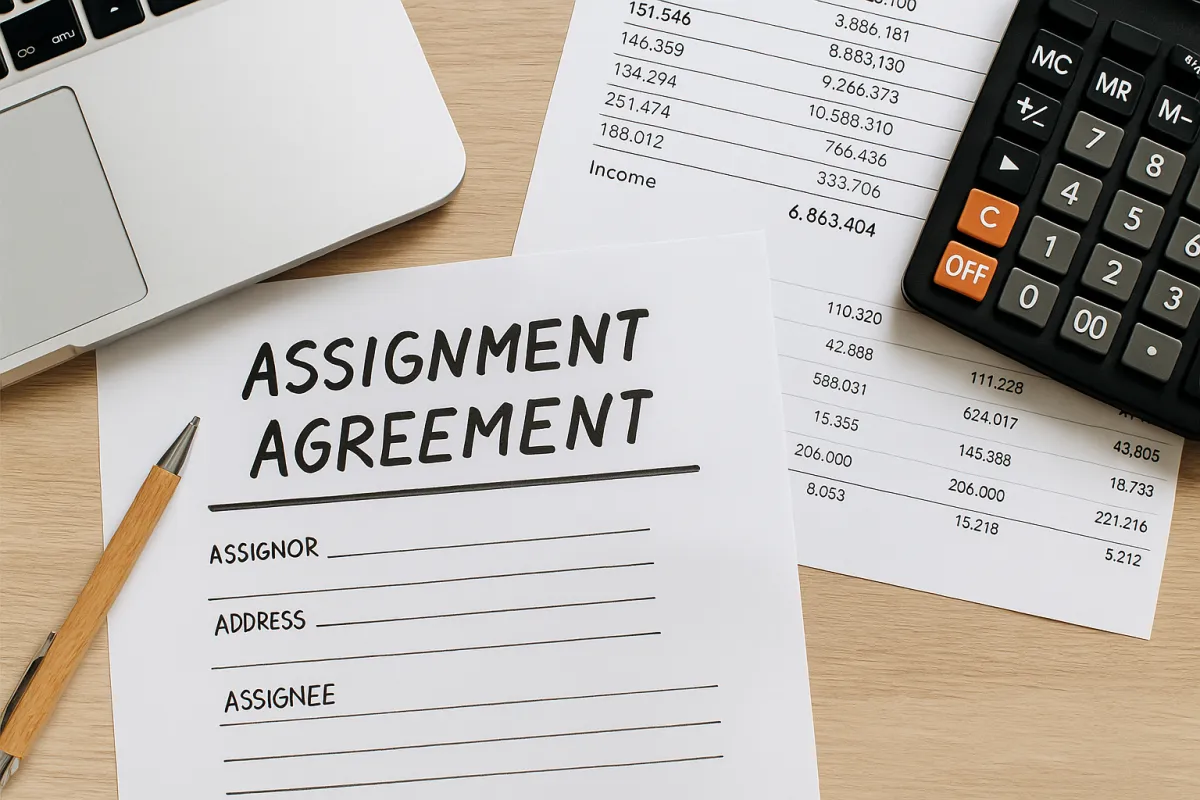 Assignment contract on a desk