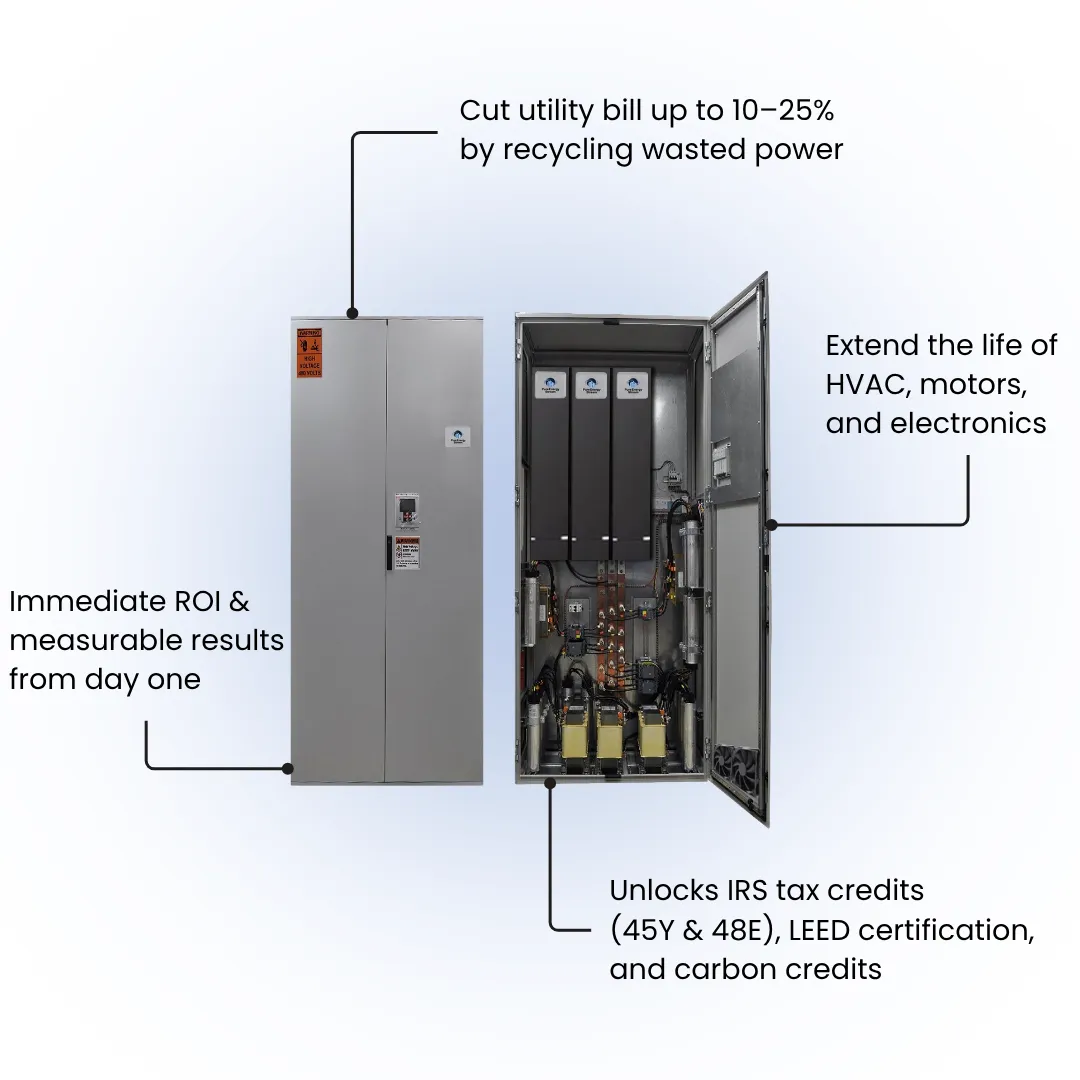 the sun is setting over a field of windmills
