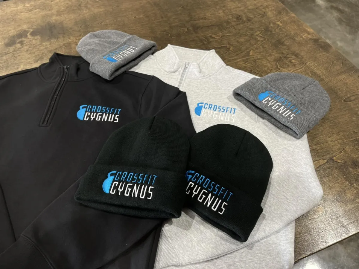 Embroidery on 1/4 Zip Sweatshirts and Beanies