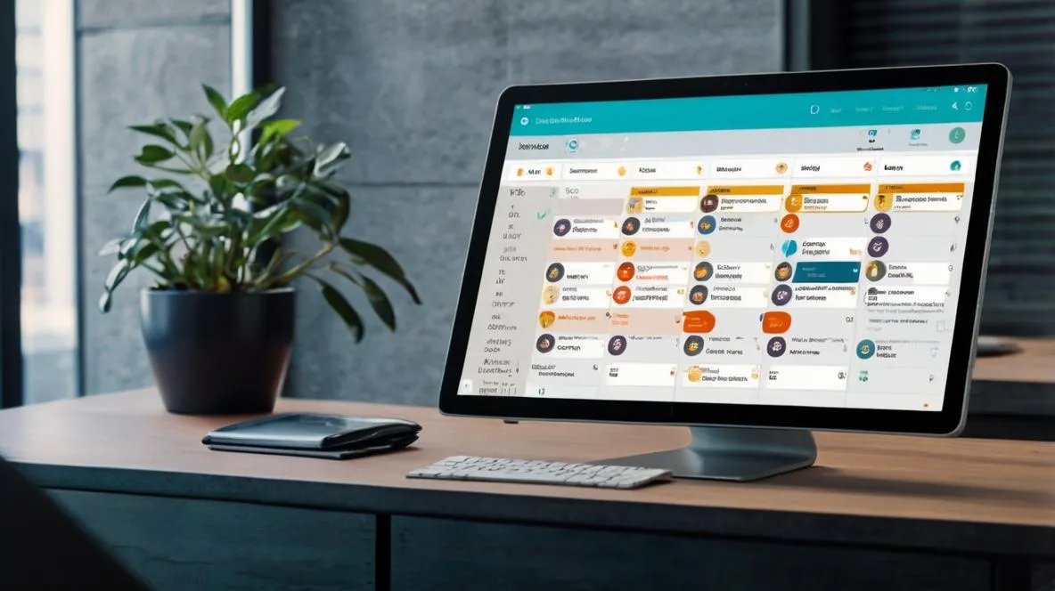 "A futuristic AI interface seamlessly managing appointment scheduling for a business, with icons of chatbots, calendars, and voice agents on a sleek dashboard."