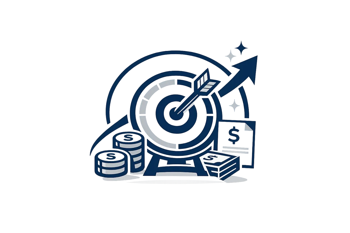 Target icon representing nonprofit funding strategy, grant management, donor alignment, and maximizing funding opportunities.