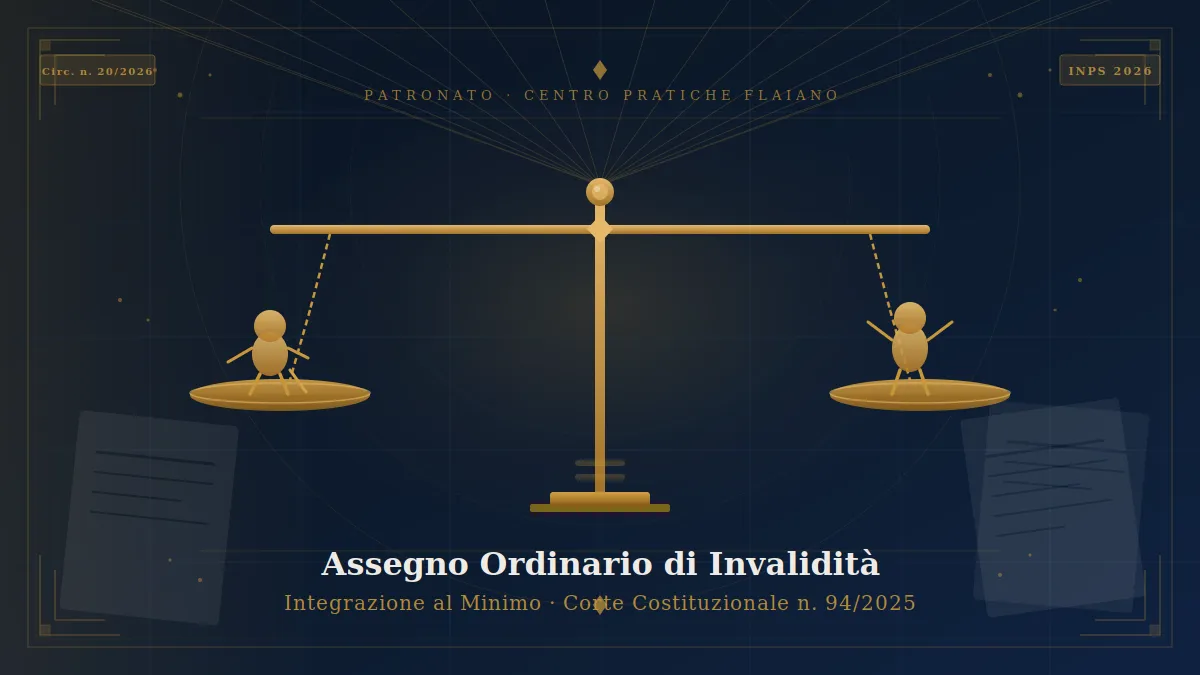 Assegno ordinario di invalidità - integrazione al minimo sistema contributivo 2026