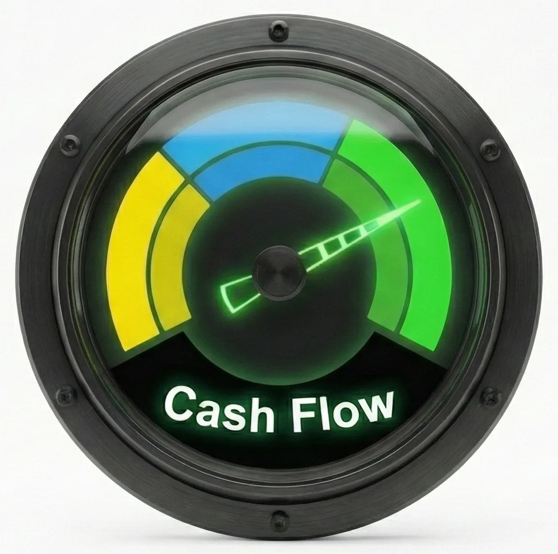 3D industrial pressure gauge icon representing strategic cash flow forecasting and seasonal financial planning for trades.