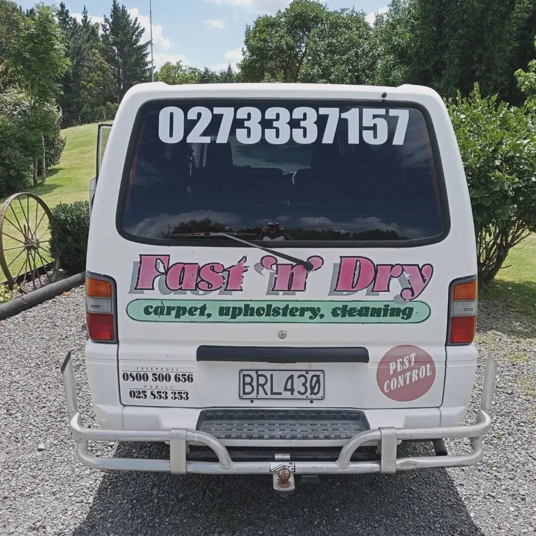 Fastndry Carpet Cleaning van in Whangarei with contact number and branding