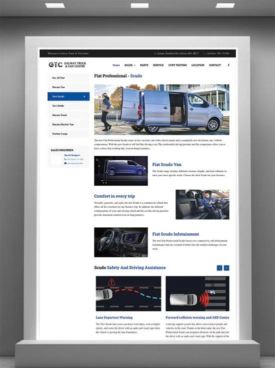 Galway Truck & Van Centre Website - Fiat Scudo Page