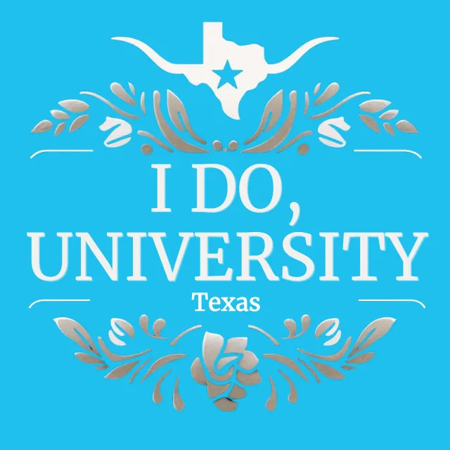 I Do University Texas logo – wedding education and planning resource for engaged couples, hosted by Dynamic Celebrations.