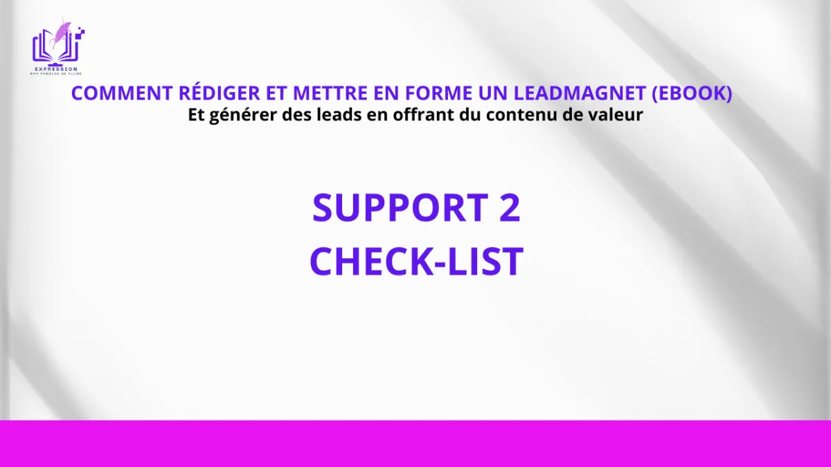 check-list pour créer son leadmagnet au format ebook