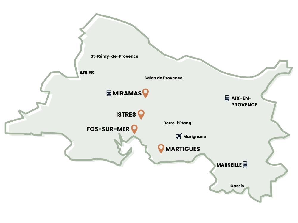 Carte Istres - Proximité avec les sites industriels
