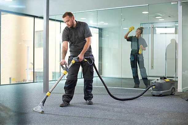 Commercial deep cleaning in a modern office