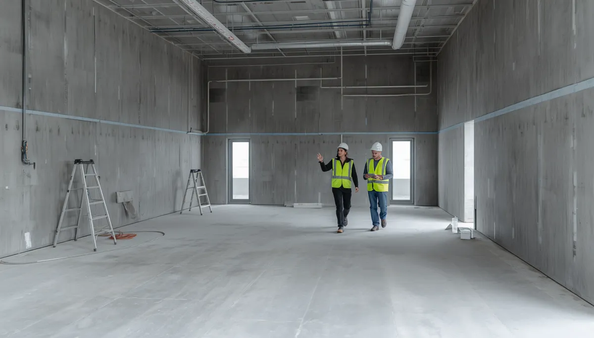 Commercial unit being assessed before post-construction cleaning