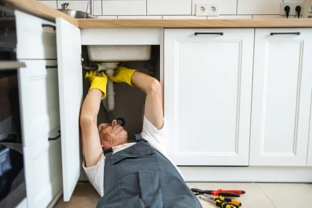 plumber repairing a sink leak
