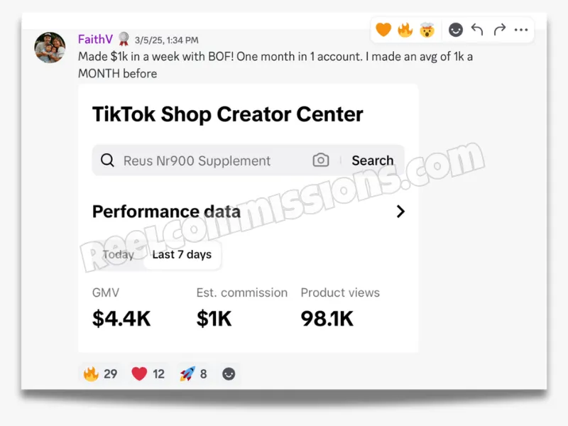 SCREENSHOT - TikTok Shop Affiliate Wins