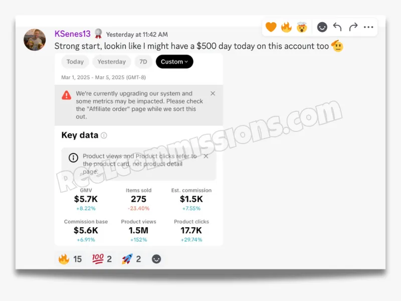 SCREENSHOT - TikTok Shop Affiliate Wins