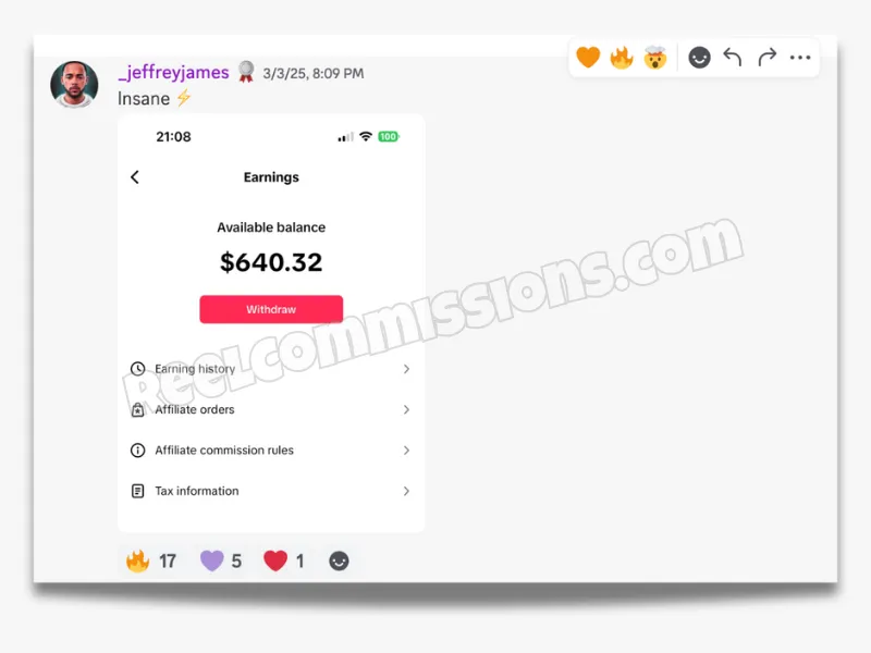 SCREENSHOT - TikTok Shop Affiliate Wins