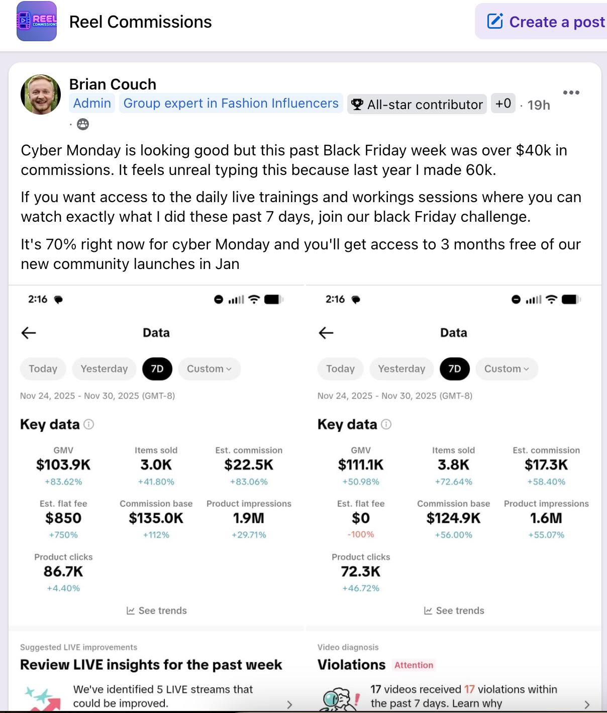Screenshot of Community Member Wins!