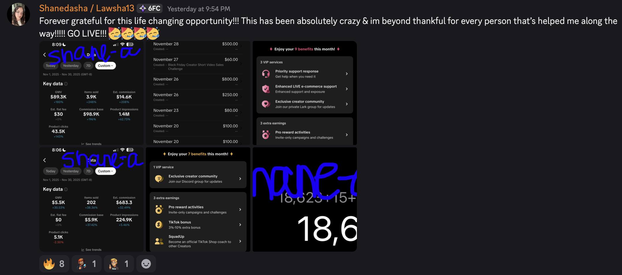 Screenshot of Community Member Wins!