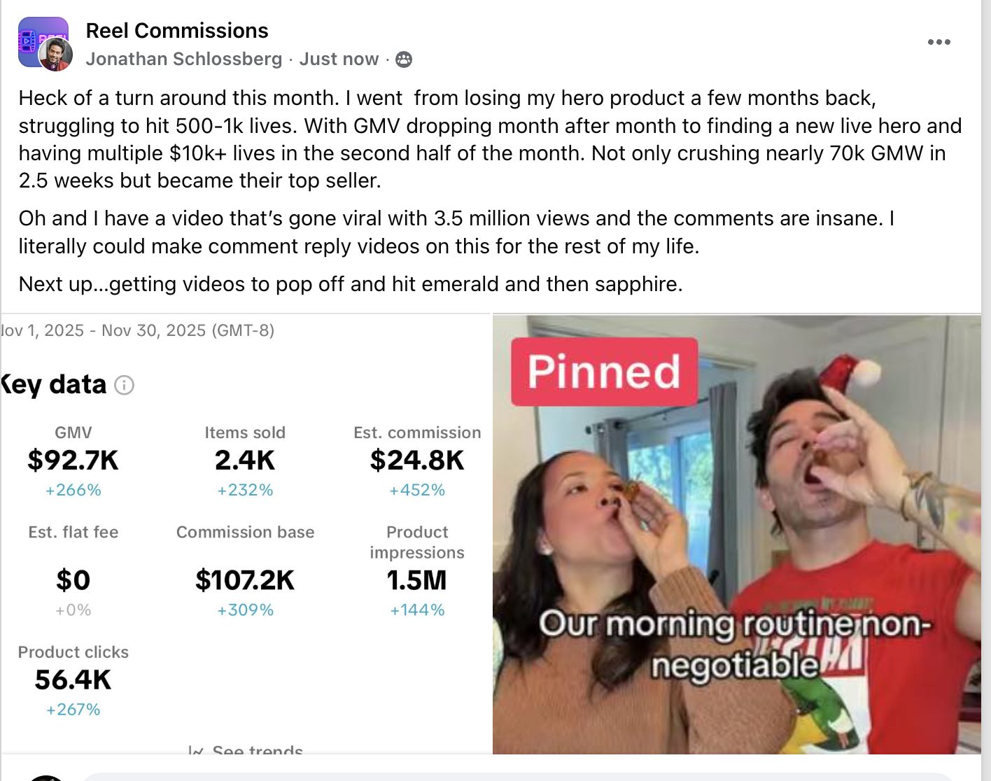 Screenshot of Community Member Wins!