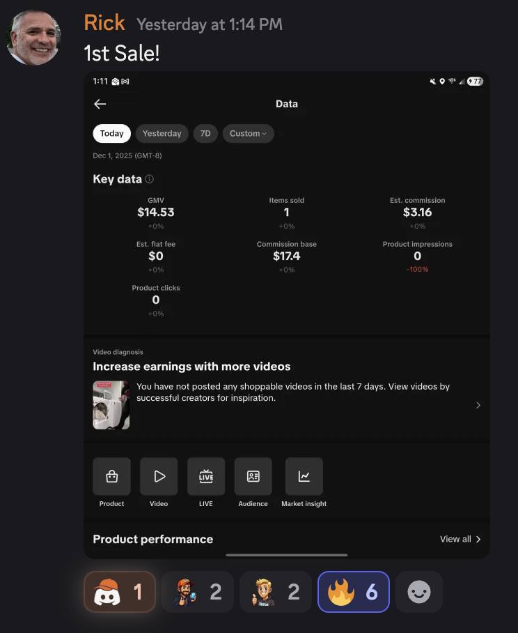 Screenshot of Community Member Wins!