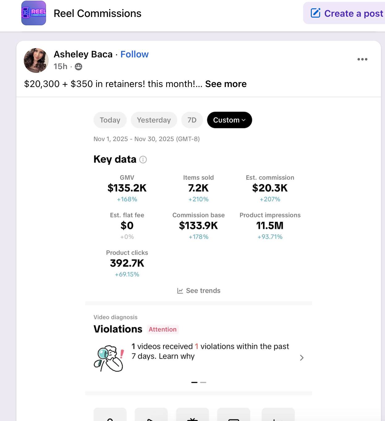 Screenshot of Community Member Wins!