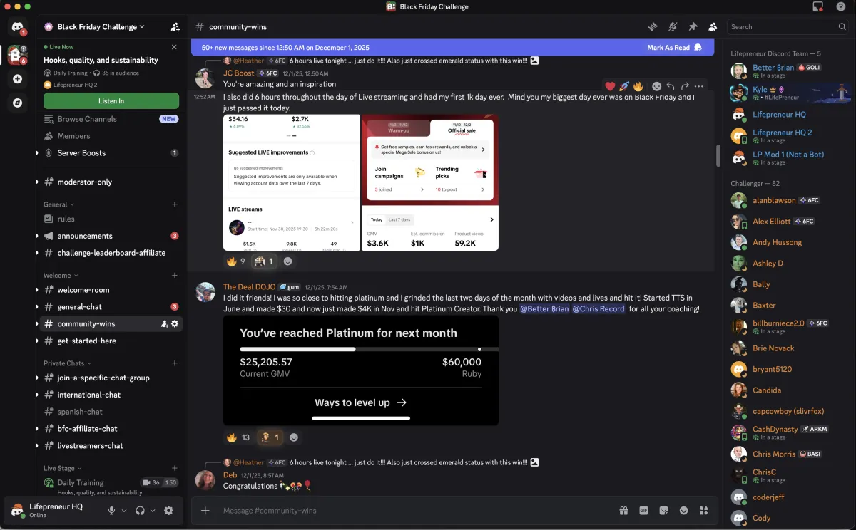 Screenshot of Community Member Wins!