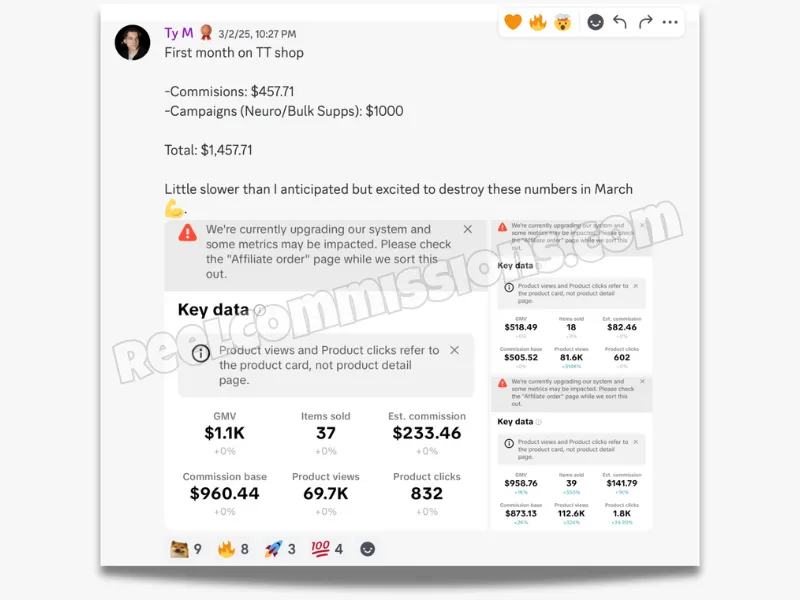 SCREENSHOT - TikTok Shop Affiliate Wins