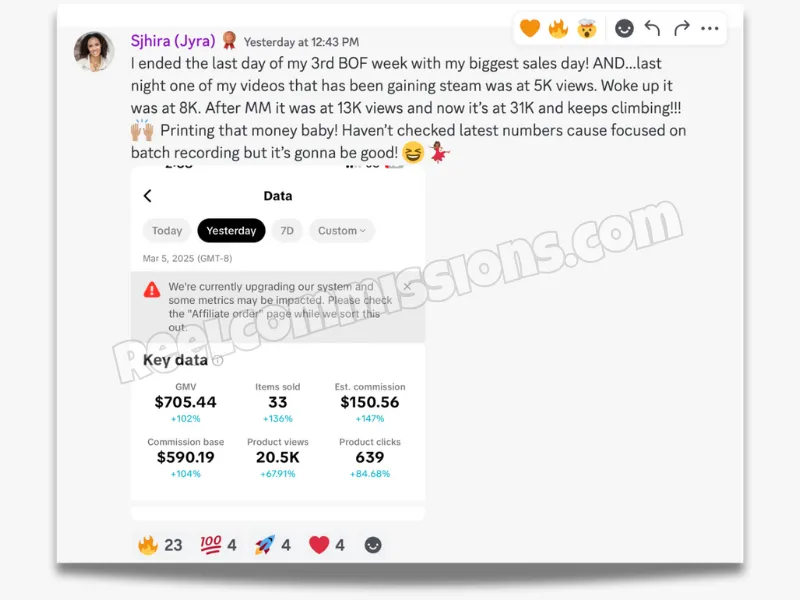 SCREENSHOT - TikTok Shop Affiliate Wins