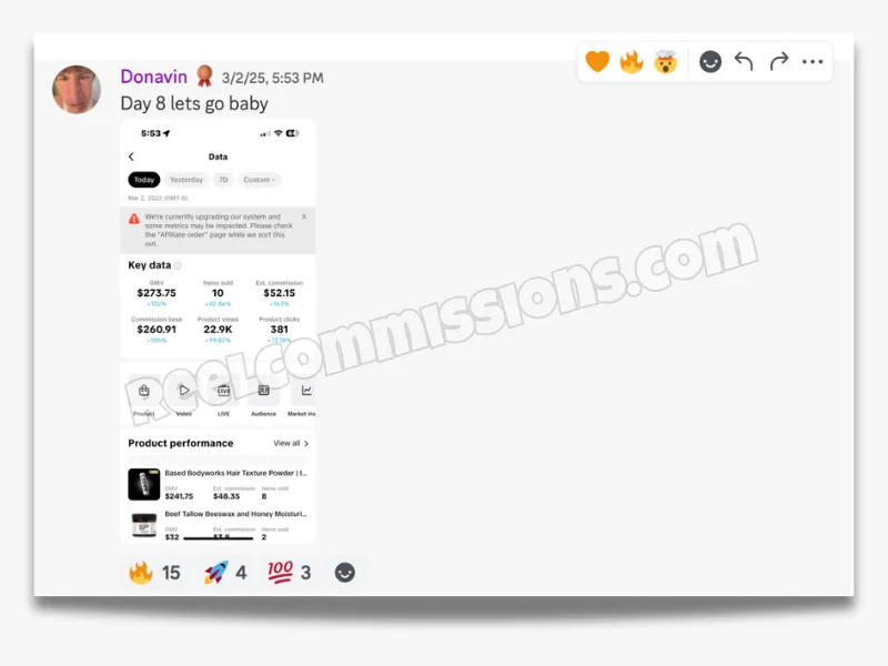 SCREENSHOT - TikTok Shop Affiliate Wins