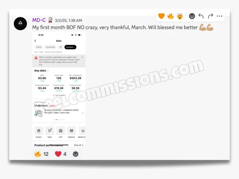 SCREENSHOT - TikTok Shop Affiliate Wins