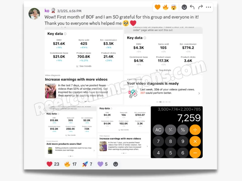 SCREENSHOT - TikTok Shop Affiliate Wins