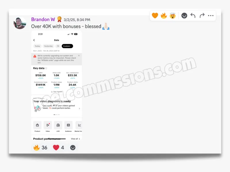 SCREENSHOT - TikTok Shop Affiliate Wins