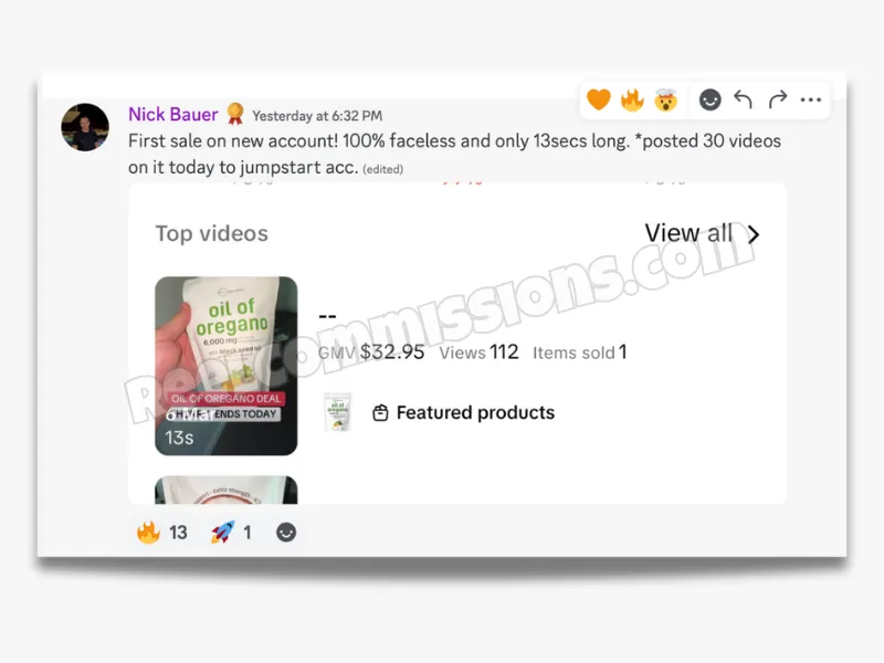 SCREENSHOT - TikTok Shop Affiliate Wins