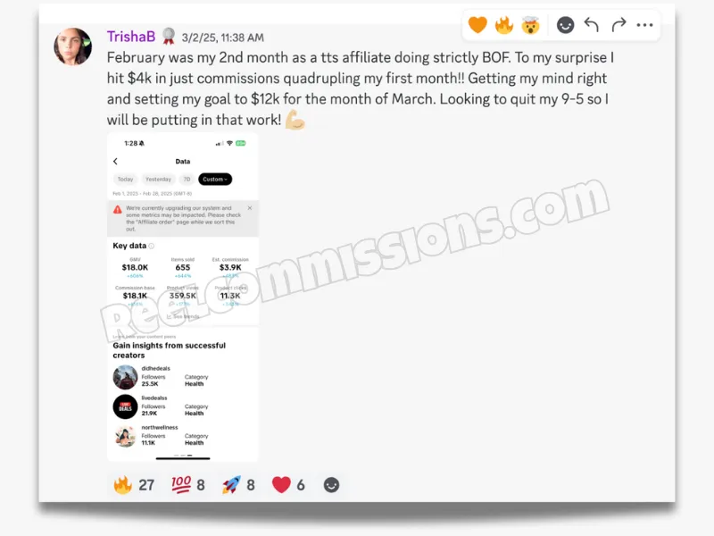 SCREENSHOT - TikTok Shop Affiliate Wins
