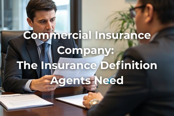 New Jersey insurance agent reviewing a commercial insurance company policy with a small-business client