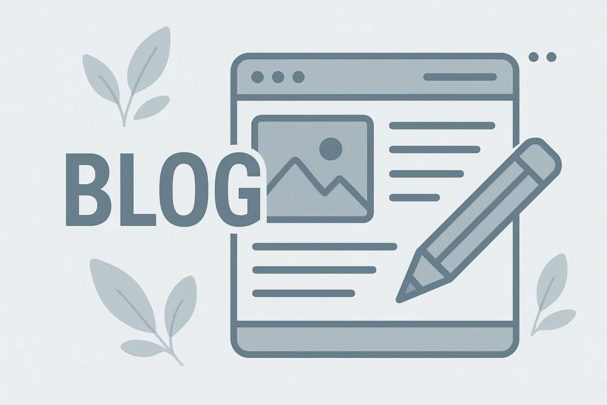 Bright gray-blue blog illustration for a blog header