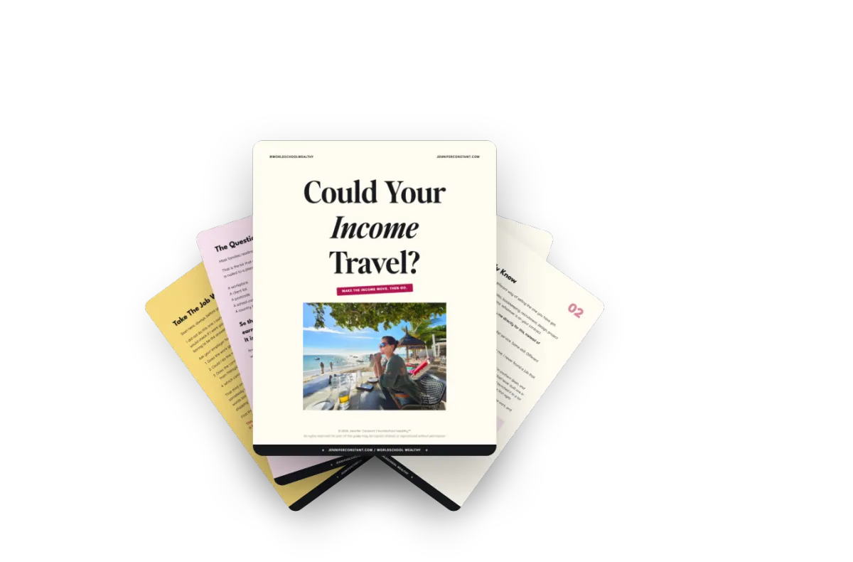 The Could Your Income Travel guide, fanned pages