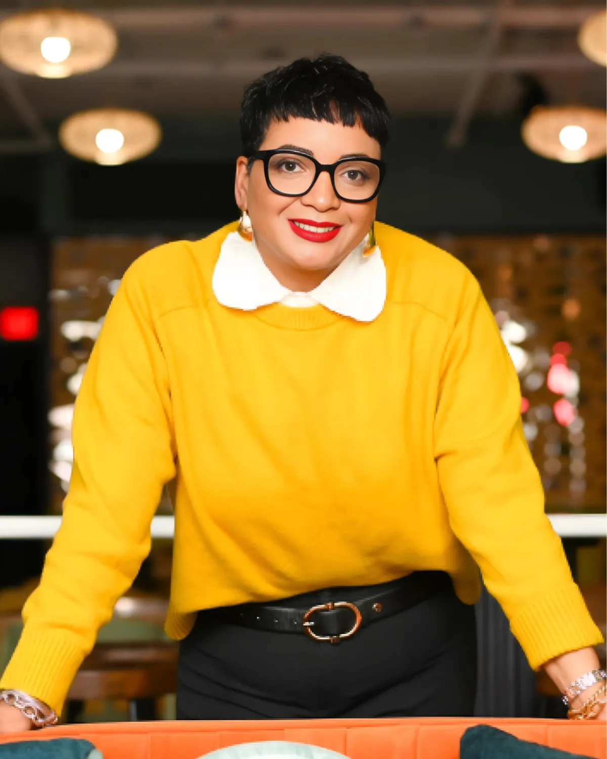 stacy gregory wearing yellow shirt