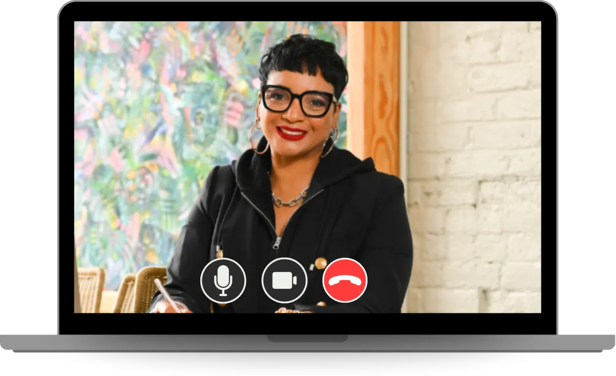 stacy inside laptop video call mockup