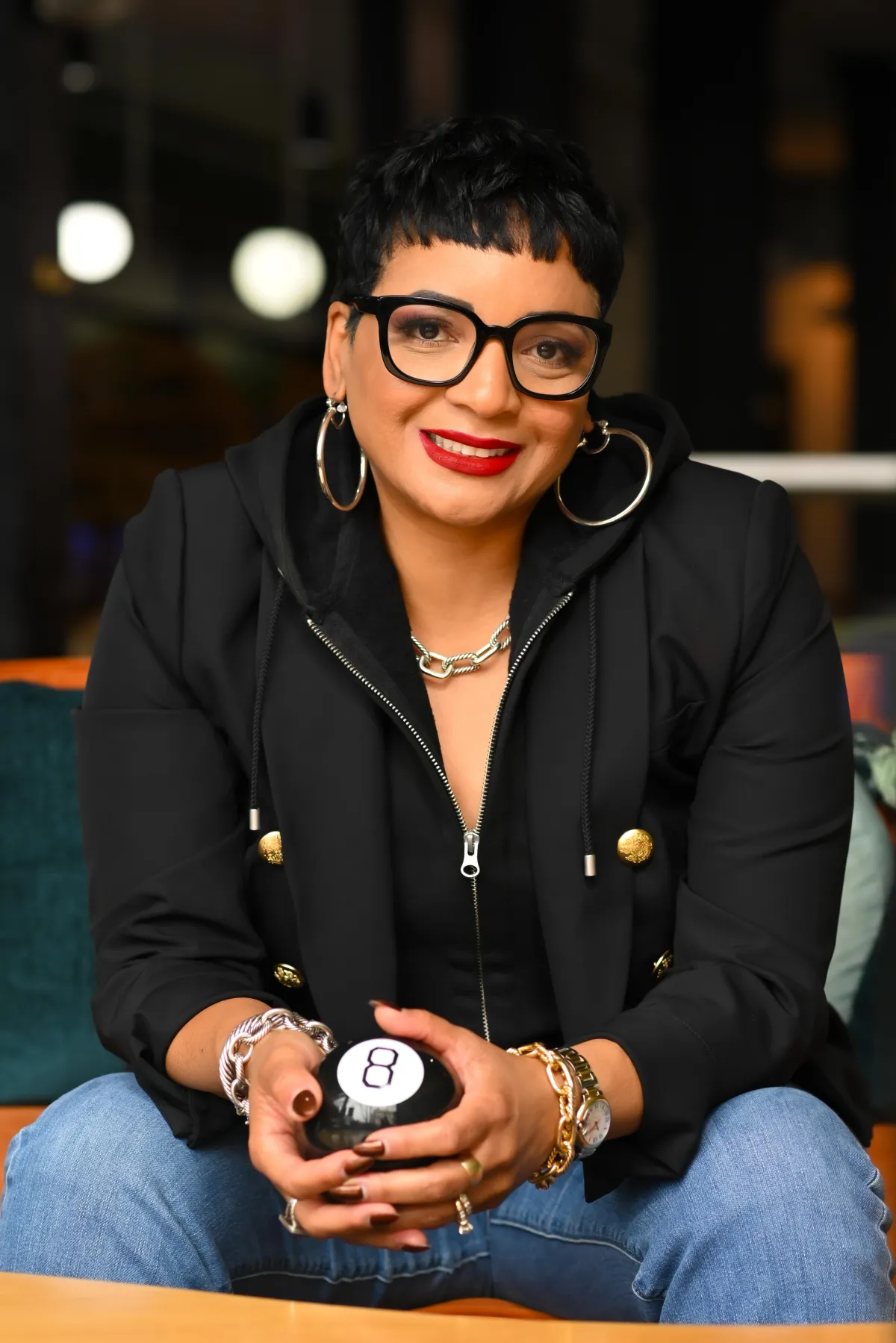 stacy gregory wearing black shirt