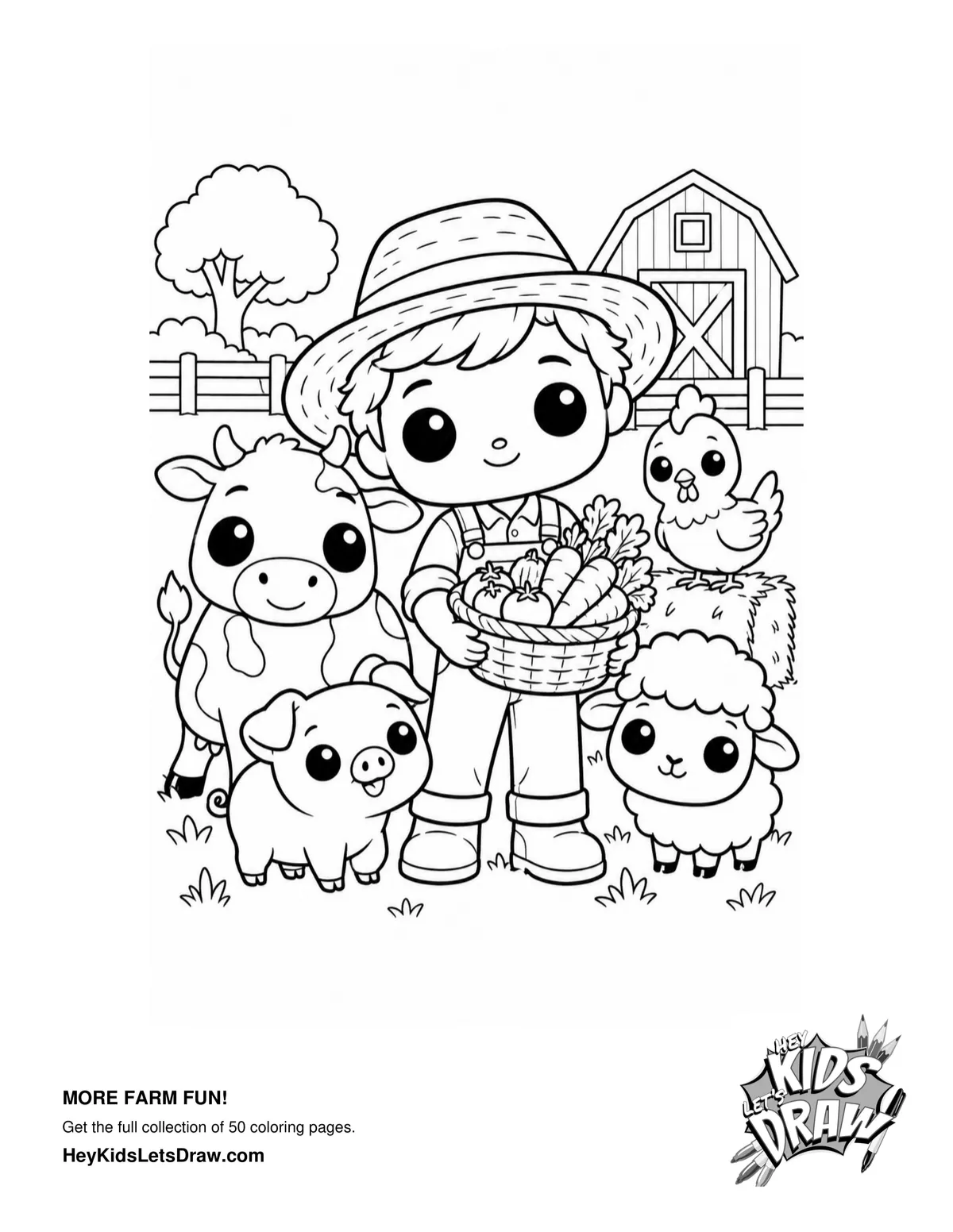 Hey Kids, Let's Draw - Farm Animals and More