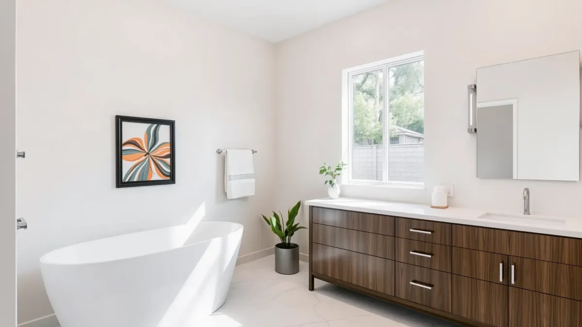 Bathroom Remodeling in South Los Angeles, CA, showing a modern, renovated bathroom with sleek fixtures and stylish design.