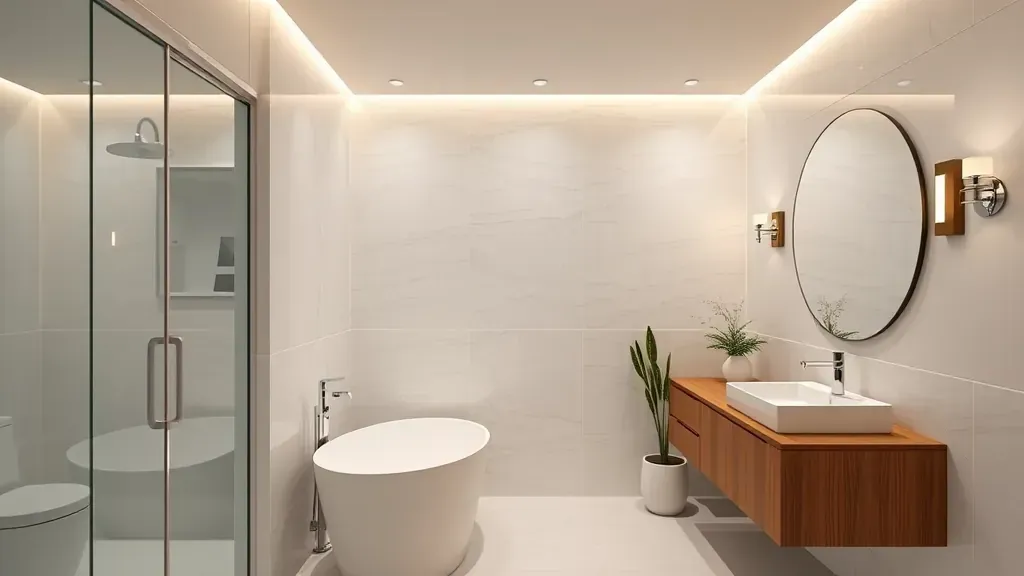 Bathroom lighting upgrade projects in Los Angeles CA showcasing modern designs and fixtures.