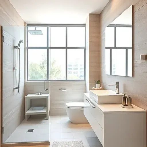 Recently renovated Playa Vista bathroom features a spacious glass shower, modern vanity, and neutral color palette with textures.