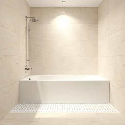 Modern LA bathroom with seamless waterproofing, neutral tiles, clean design, showcasing expert craftsmanship and durability