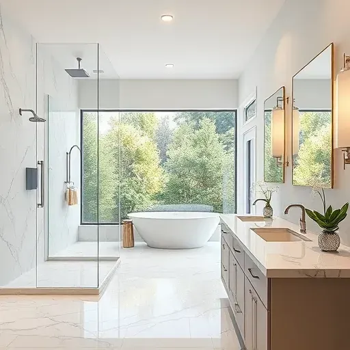 Bathroom remodeling project in Los Angeles featuring modern fixtures, tiles, and a serene color palette.