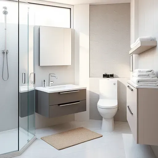 Renovated small Culver City bathroom with modern fixtures, marble tiles, frameless shower, quartz vanity, and natural light