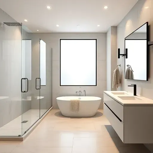 Bathroom remodeling in Los Angeles showcasing modern fixtures, elegant tiles, and stylish decor in a spacious layout.