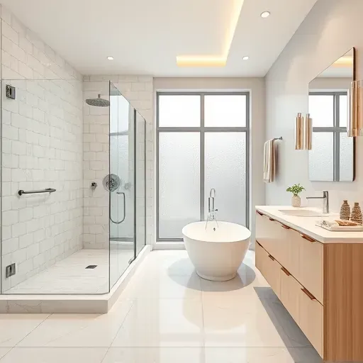 Completed bathroom remodel in Hyde Park CA featuring a stylish shower, freestanding tub, elegant fixtures, and chic decor.